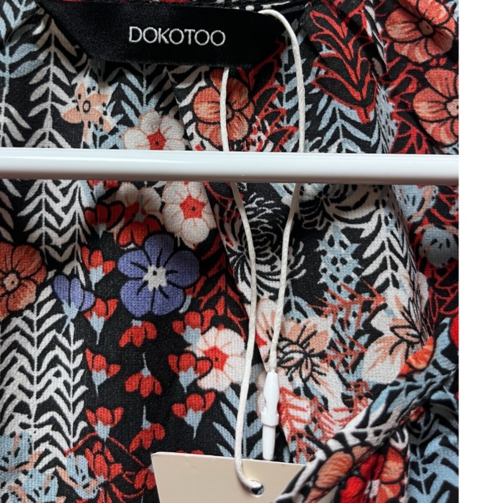 Dokotoo - Red, Blue, White Floral Print Women’s Blouse - Picture 7 of 9